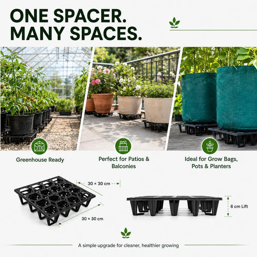 Plant Riser – Pot Spacer for Grow Bags, Planters & Containers – UV-Resistant Drainage Tray for Airflow, Root Health & Cleaner Surfaces