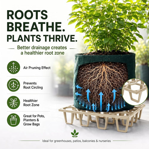 Plant Riser – Pot Spacer for Grow Bags, Planters & Containers – UV-Resistant Drainage Tray for Airflow, Root Health & Cleaner Surfaces