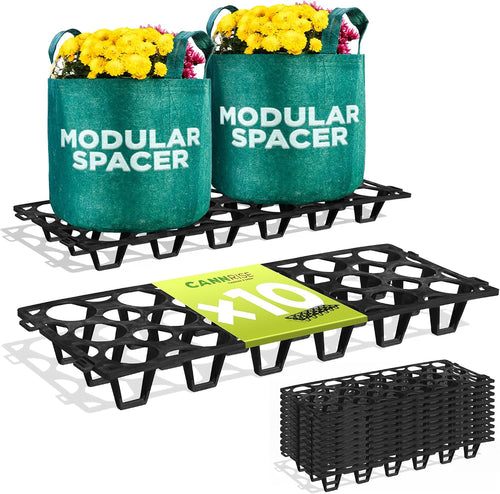 Plant Riser  – Modular Pot Spacer for Grow Bags, Planters & Containers – UV-Resistant Drainage Tray for Airflow, Root Health & Cleaner Surfaces - 19.7x7.5x2.4 inches