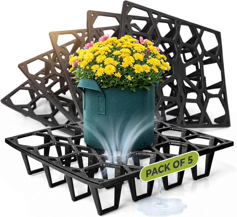 Plant Riser – Pot Spacer for Grow Bags, Planters & Containers – UV-Resistant Drainage Tray for Airflow, Root Health & Cleaner Surfaces