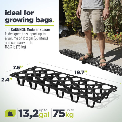 Plant Riser  – Modular Pot Spacer for Grow Bags, Planters & Containers – UV-Resistant Drainage Tray for Airflow, Root Health & Cleaner Surfaces - 19.7x7.5x2.4 inches