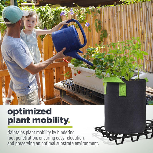 Plant Riser  – Modular Pot Spacer for Grow Bags, Planters & Containers – UV-Resistant Drainage Tray for Airflow, Root Health & Cleaner Surfaces - 19.7x7.5x2.4 inches