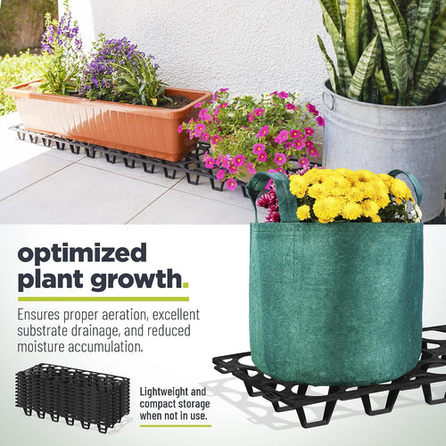 Plant Riser  – Modular Pot Spacer for Grow Bags, Planters & Containers – UV-Resistant Drainage Tray for Airflow, Root Health & Cleaner Surfaces - 19.7x7.5x2.4 inches